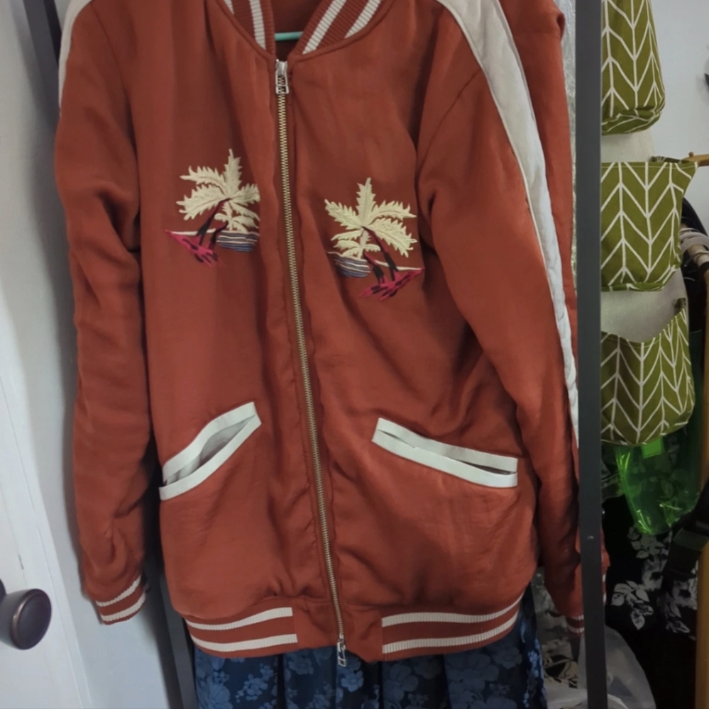 Large Capulet Orange Bomber Jacket - image 3